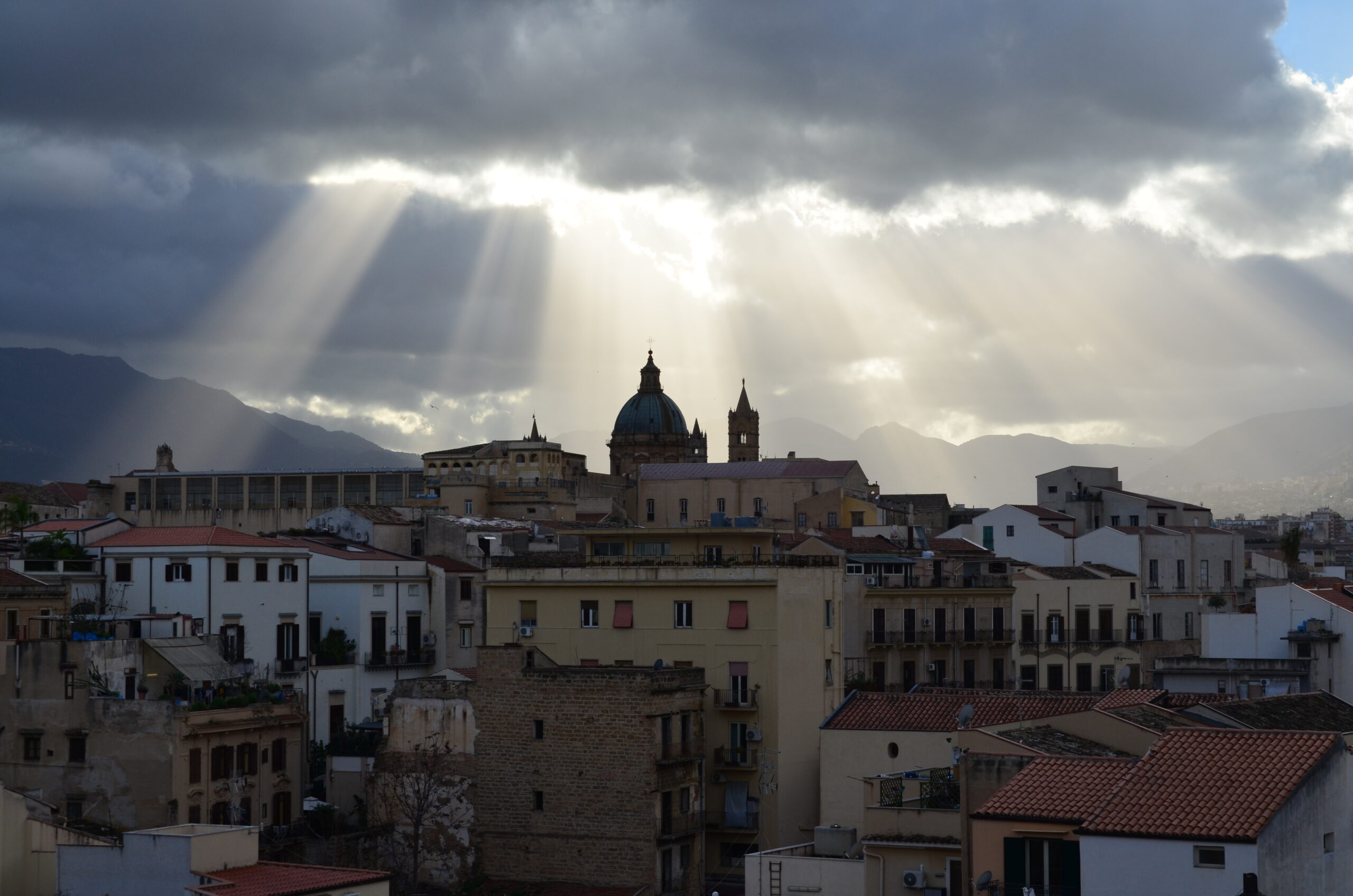 palermo, słońce, włochy, widok